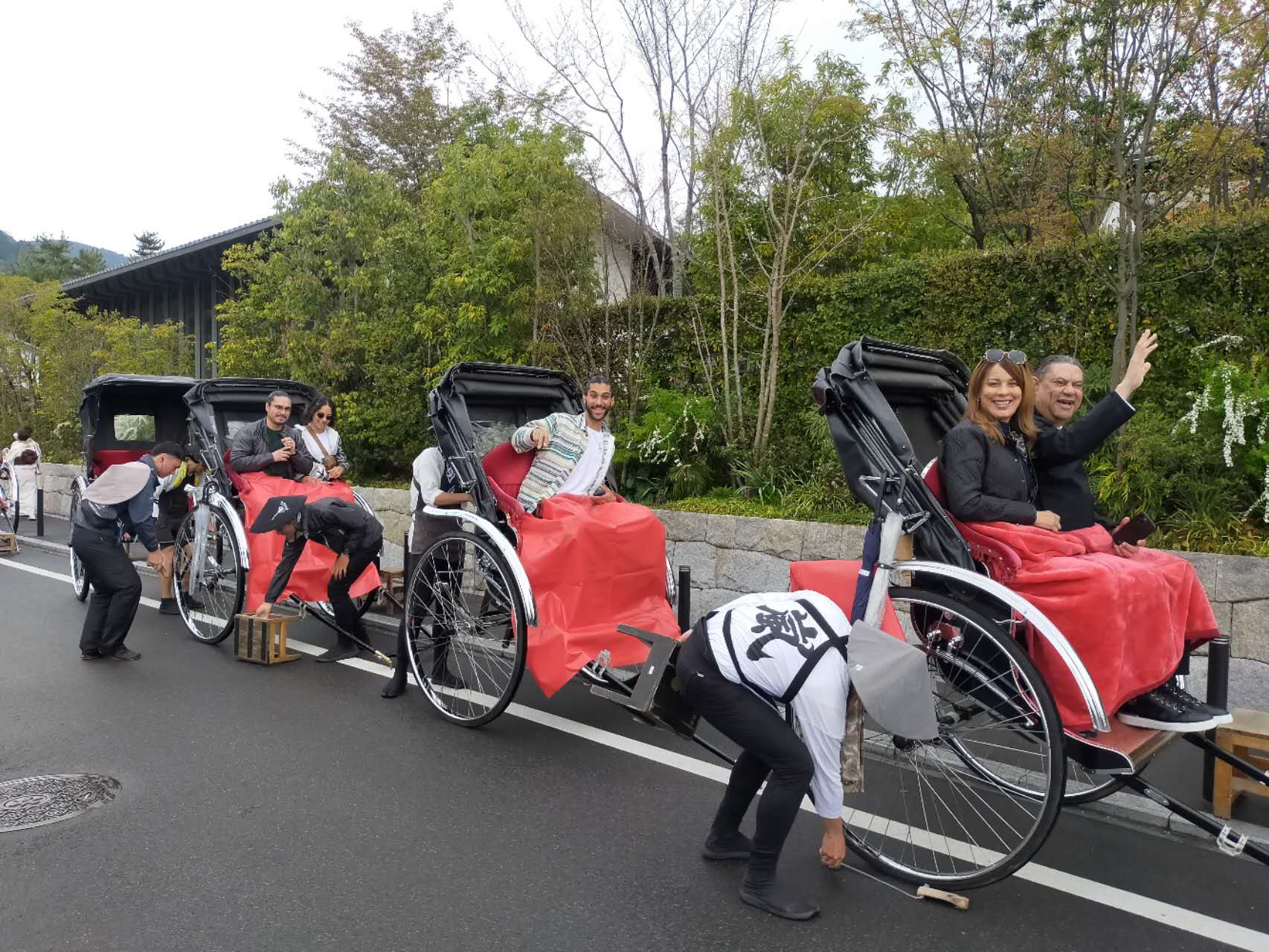 Guests setting off on a rickshaw experience