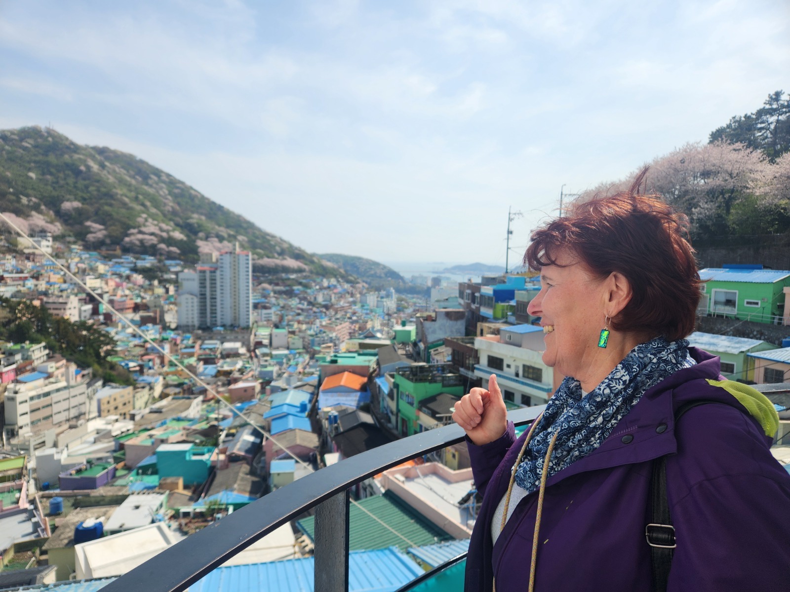 A guest overlooking the colourful Gamcheon neighbourhood