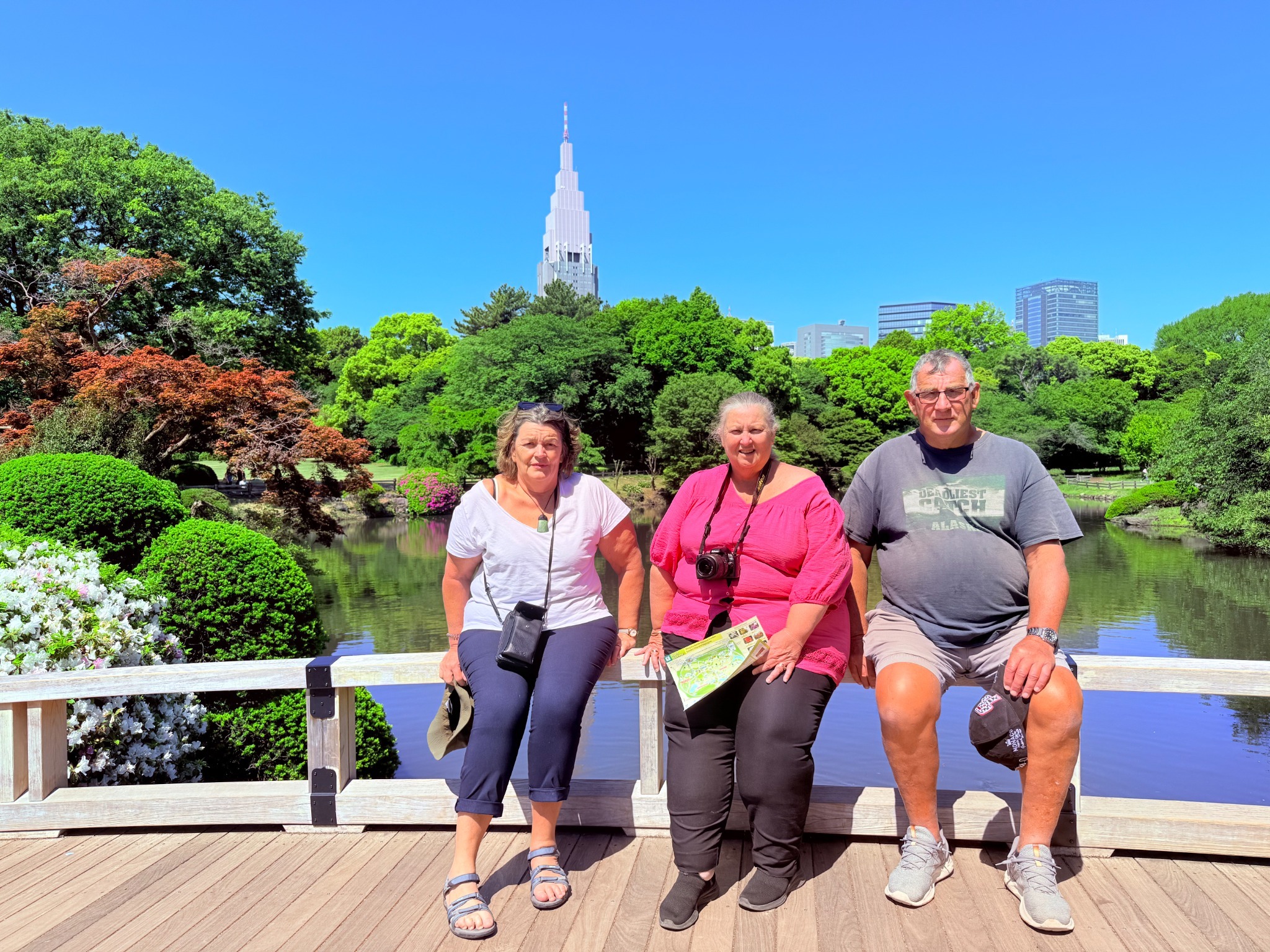 Guests enjoying a Japanese garden