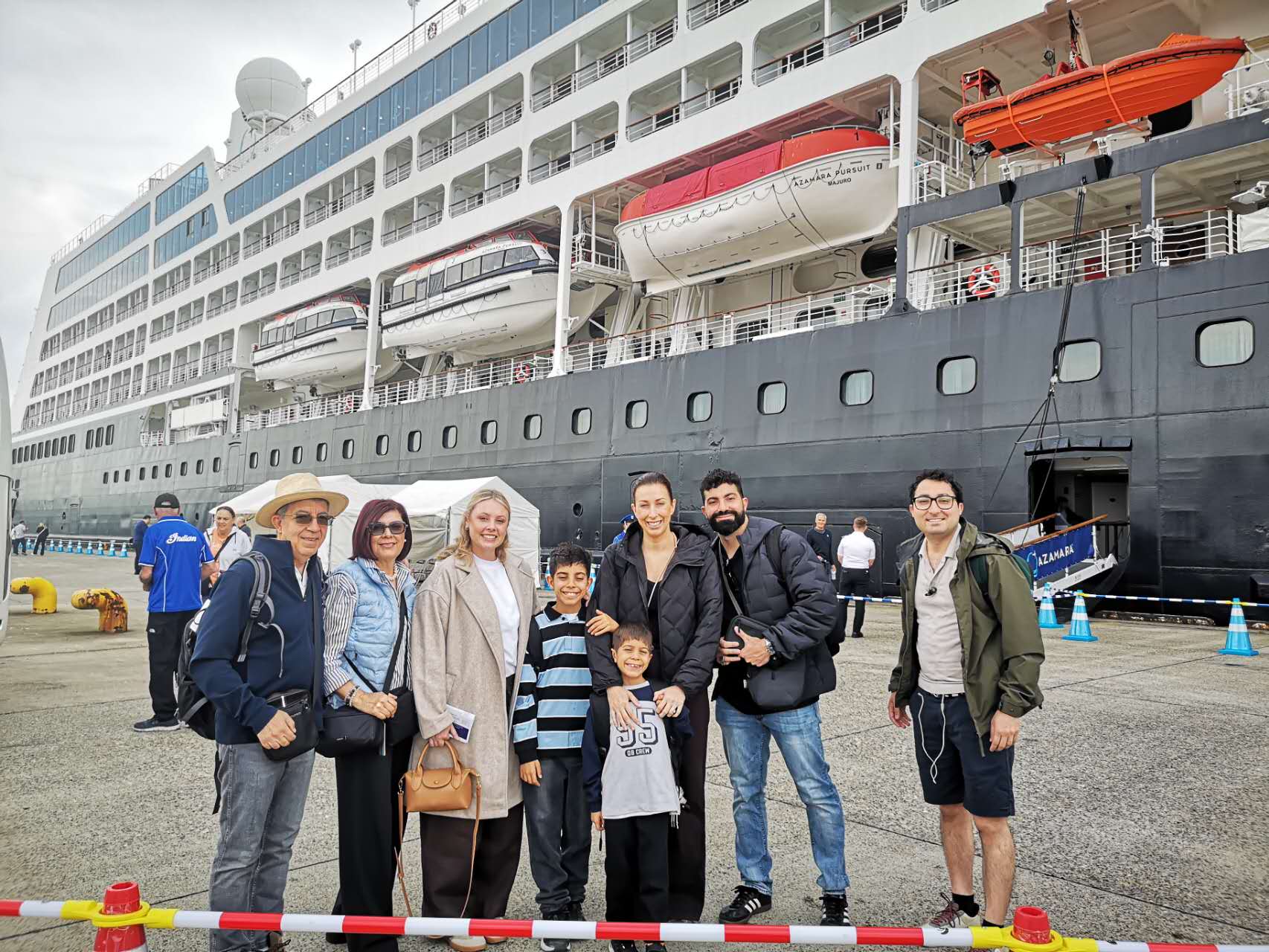 Cruise guests gathered beside Azamara Pursuit